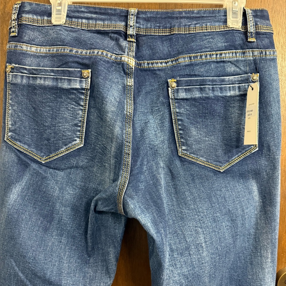 Blue Embellished Women's Jeans 10 - Picture 9 of 13